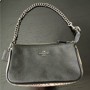 Coach Nolita Wristlet 19 Wallet Clutch Black With Faux Snakeskin